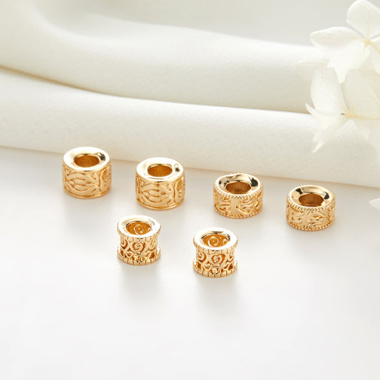 10 kleine geschnitzte Säulenperlen 14K GF Charm Beadwork Spacer