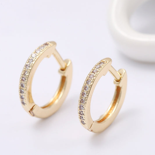 4 boucles d'oreilles créoles unies pendentif à breloque arc-en-ciel orné de strass 14K GF boucle d'oreille