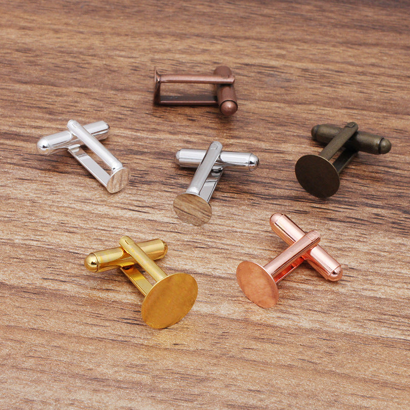 Boutons de manchette à lunette plate, 20 pièces, 18KGP, 6mm, 8mm, 10mm, 12mm, cabochon rond, Base vierge, réglage des pierres précieuses