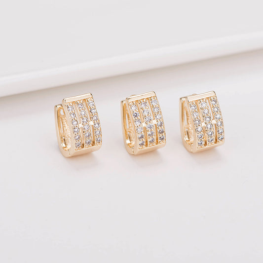 4 boucles d'oreilles rondes épaisses ornées de strass 14K GF Earing