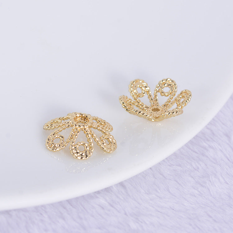 20 capuchons de perles florales, tasse 14K GF, entretoise de perles de charme