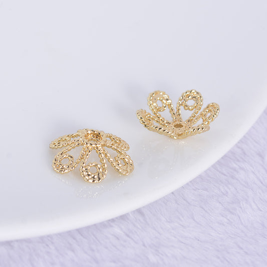 20 capuchons de perles florales, tasse 14K GF, entretoise de perles de charme