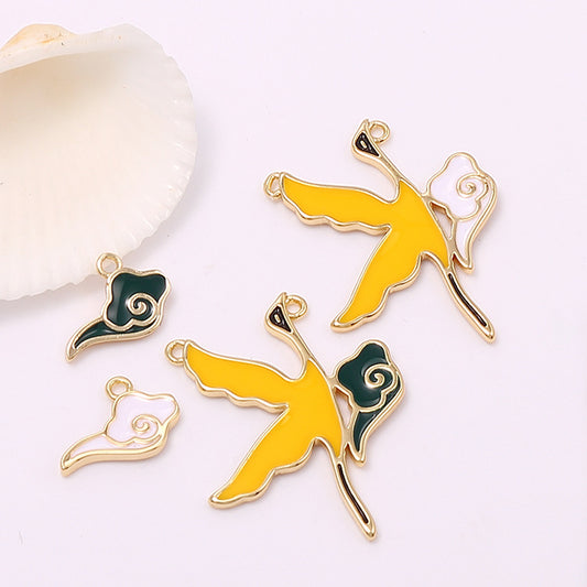 2 pendentif à breloque nuage de grue émail époxy 14K GF