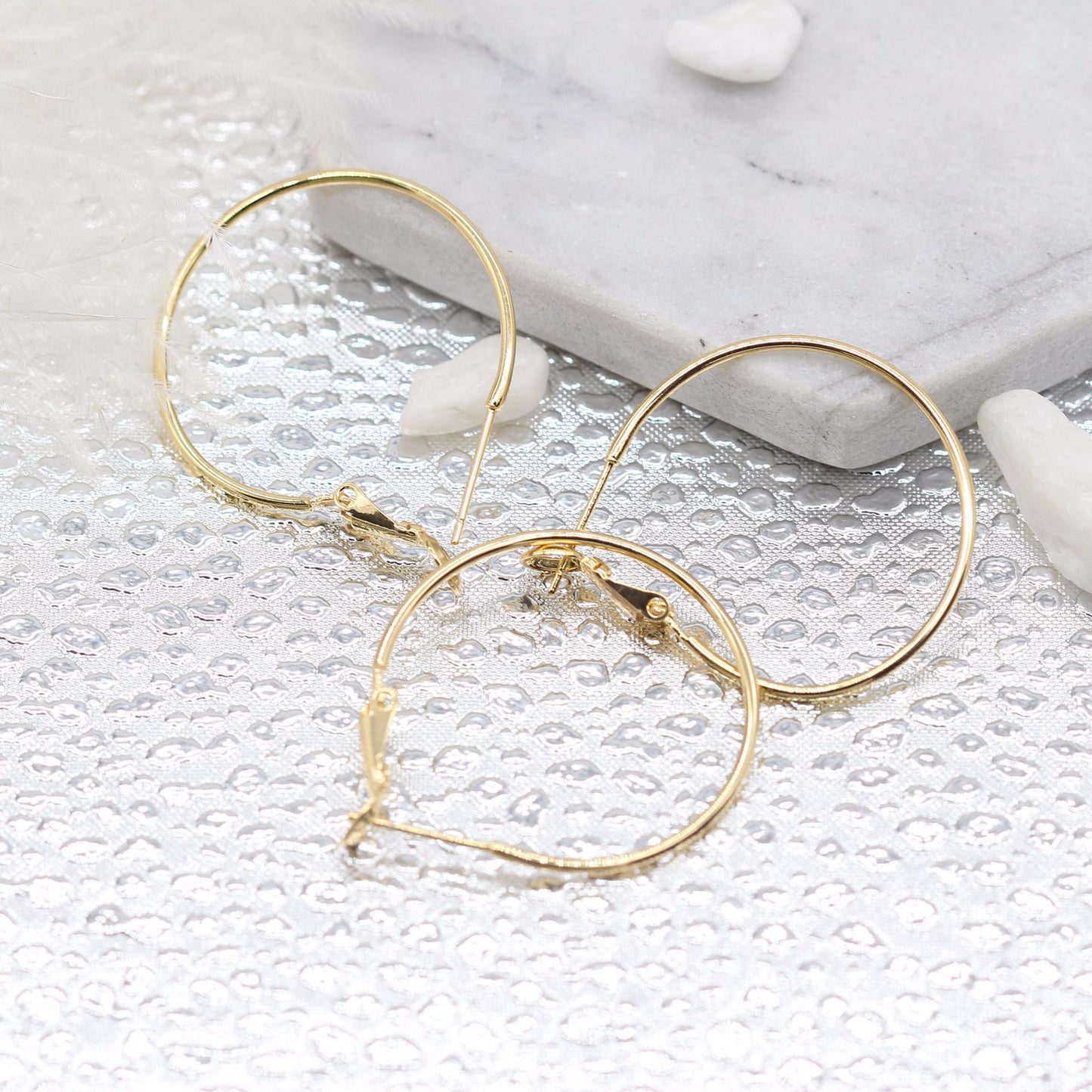 4 boucles d'oreilles grand cercle uni 14K GF Earing