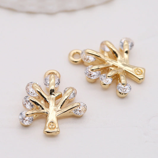 2 pendentif à breloque arbre creux orné de strass 14K GF