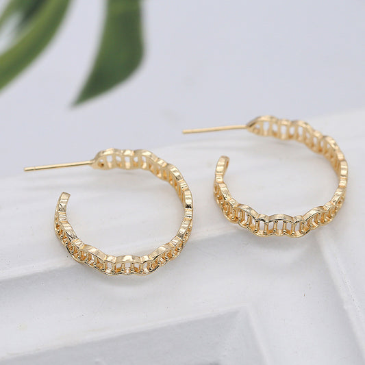Boucles d'oreilles à tige en chaîne torsadée à 4 cercles ronds 14K GF