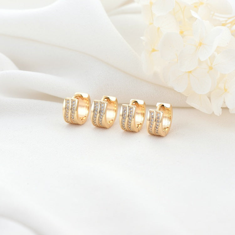 4 runde Creolen mit Strassverzierung aus 14-karätigem GF-Ohrring