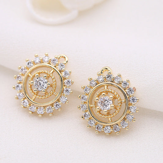 2 pendentif à breloque cercle de roue creuse orné de strass 14K GF