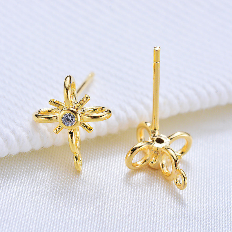 10 Blumen-Ohrstecker mit Öse, 14-Karat-GF-Strassverzierung