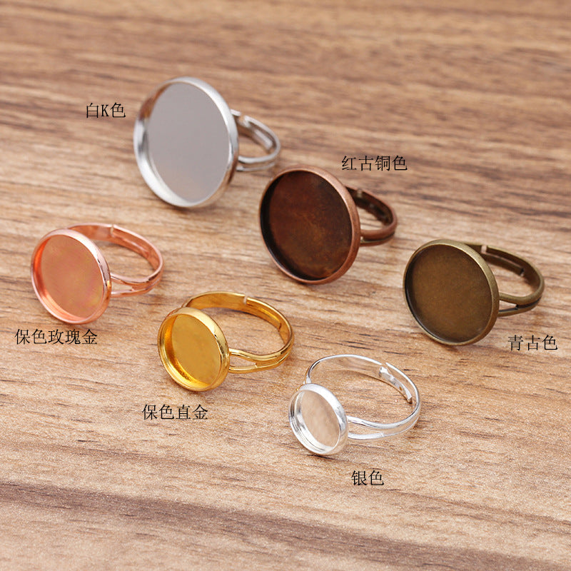 40 anneau de cercle ouvrable de tasse de lunette de bord uni 18KGP 10mm 12mm 14mm 16mm 18mm 20mm cabochon rond Base vierge réglage de pierres précieuses