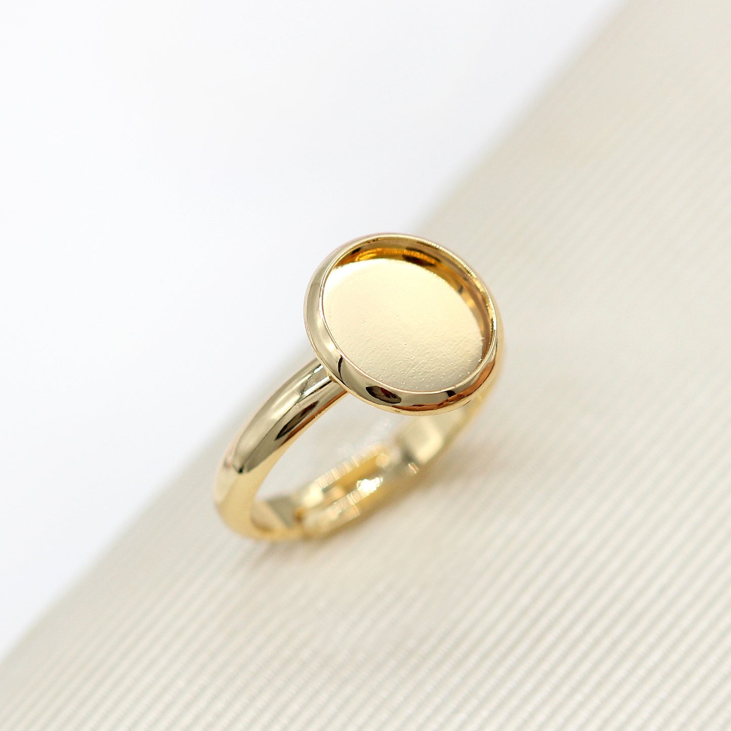 2 Round Open Circle Statement Ring 14K GF Cabochon Dome Base Blank