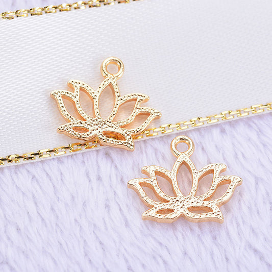 20 pendentif à breloque florale de lotus creux 14K GF