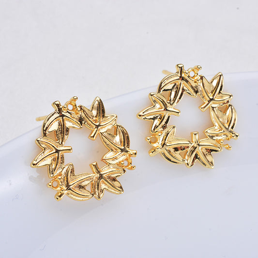 Boucles d'oreilles à tige circulaires à 20 feuilles avec boucle 14K GF