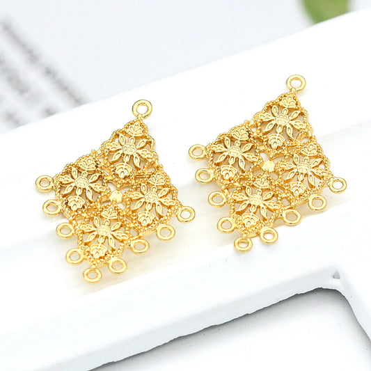 10 pendentifs à breloques à pièces florales creuses à boucles multiples 14K GF