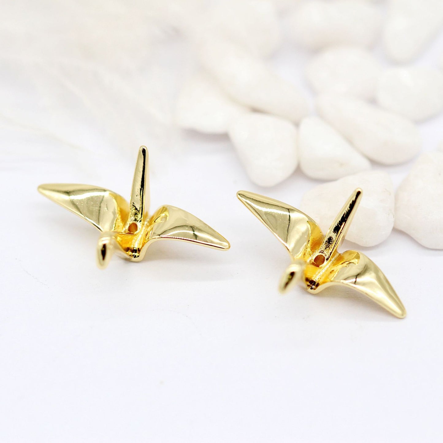 10 Origami Grue Perle Charme 14K GF Perles Entretoise