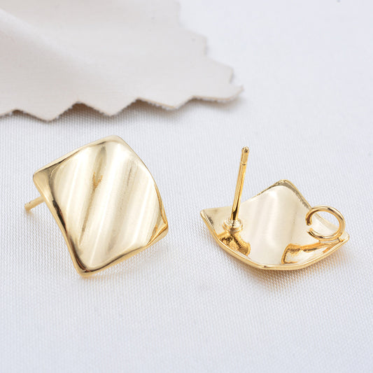 20 boucles d'oreilles à tige carrées et diamants incurvés brillants 14K GF