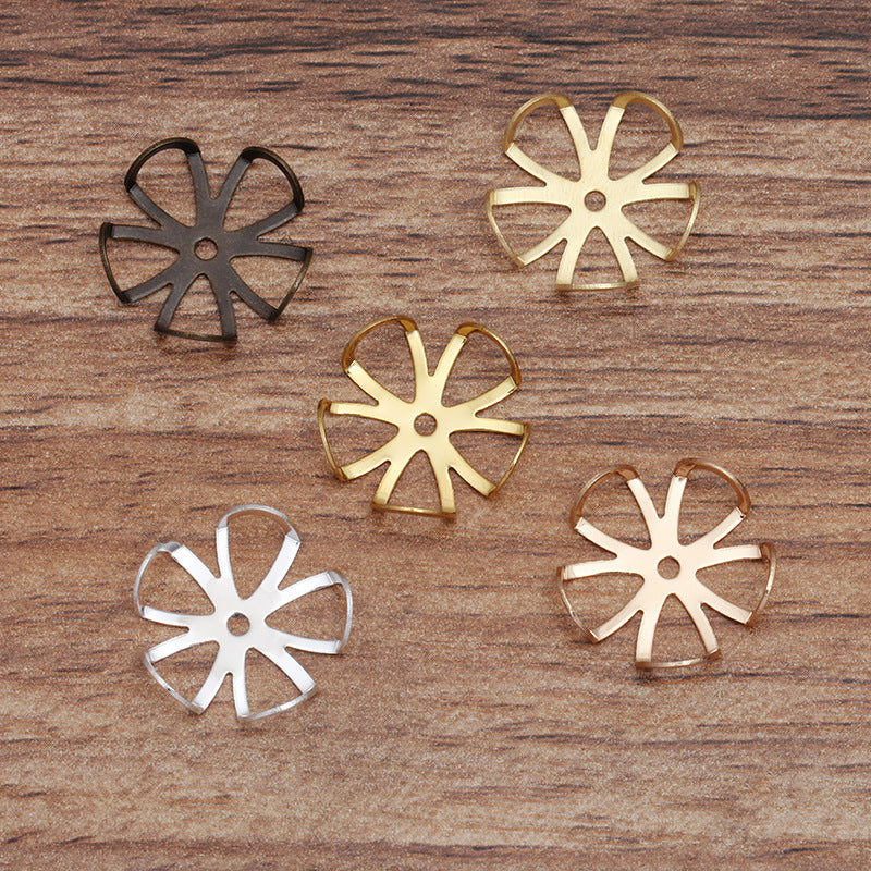 100 filigrane Blumen-Kuppel-Halbperlenkappenbecher mit flacher Rückseite, 18 kg