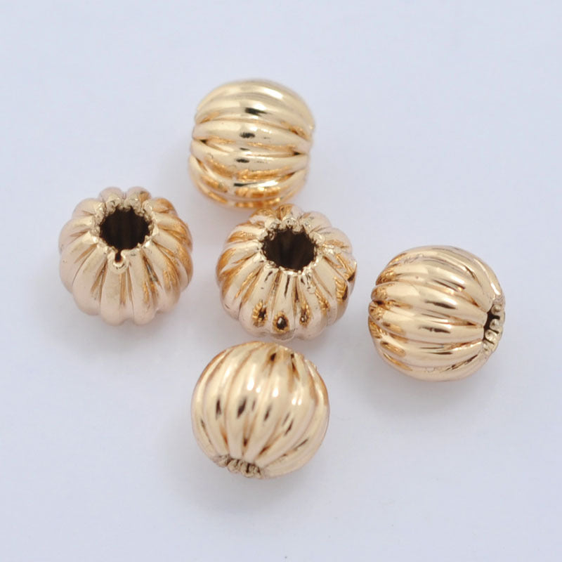 100 breloques rondes en perles de citrouille 14K GF entretoise de perles