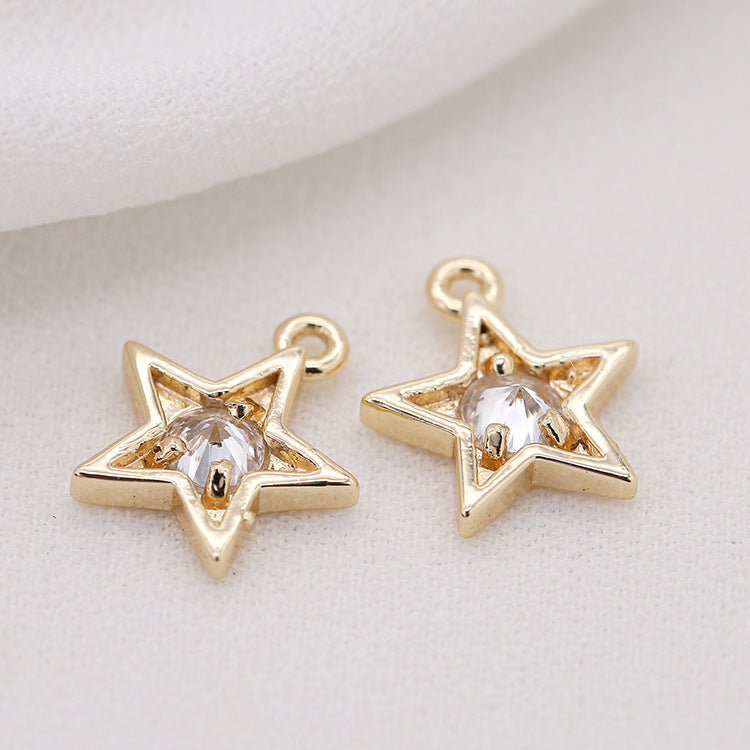 Pendentif à breloque 10 étoiles orné de strass 14K GF