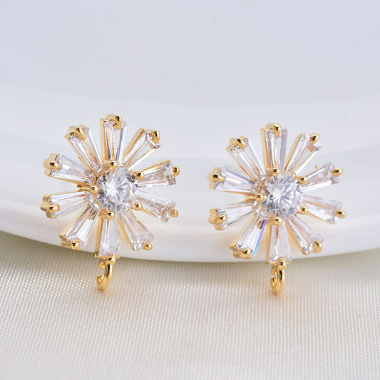 20 boucles d'oreilles florales marguerite avec boucle 14K GF boucle d'oreille ornée de strass