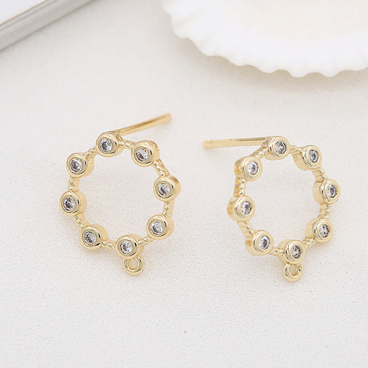 4 boucles d'oreilles à tige rondes avec boucle 14K GF ornées de strass