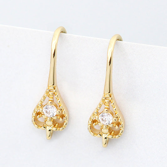 Boucles d'oreilles à 4 crochets avec boucle ornée de strass 14K GF