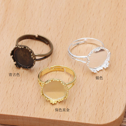 50 Crown Edge Bezel Cup Openable Circle Ring 18KGP 12mm Round Cabochon Blank Base Gemstone Setting