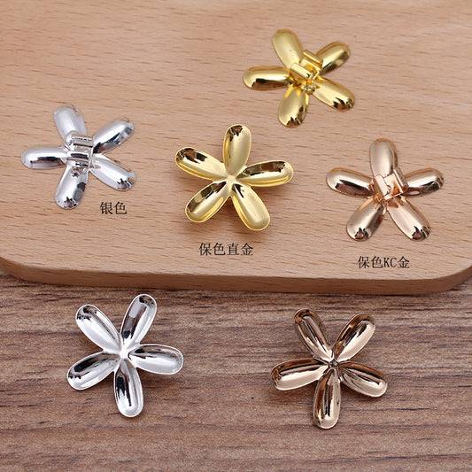 50 Glossy Floral Hair String Charm Buckle 18KGP