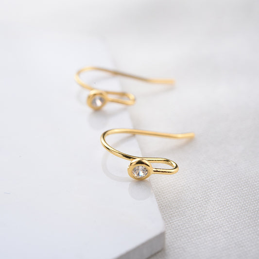 20 boucles d'oreilles à crochet avec boucle ornées de strass 14K GF 11x15mm