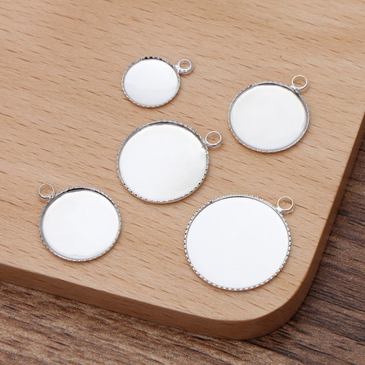 200 Serrated Edge Bezel Cup Charm Pendant Silver Plated 12mm 14mm 16mm 18mm 20mm Round Cabochon Blank Base Gemstone Setting