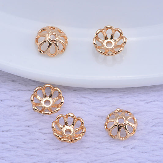 50 bonnets de perles florales, tasse 14K GF, breloques, entretoise de perles