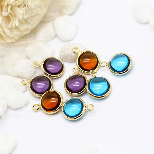 10-kantiger runder Charm-Anhänger mit Strassverzierung aus 14-karätigem GF