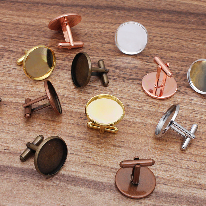 20 Bezel Cup Plain Cufflink 18KGP 12mm 14mm 16mm 18mm 20mm Round Cabochon Blank Base Gemstone Setting