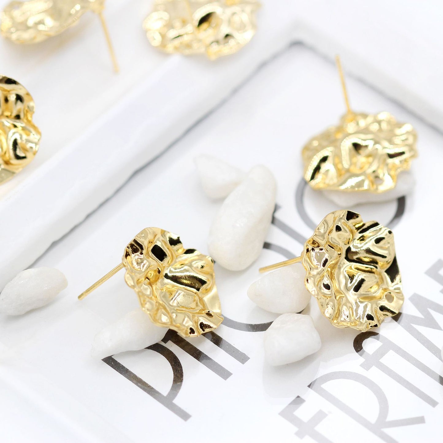 10 boucles d'oreilles martelées de forme ronde avec boucle 14K GF Earing