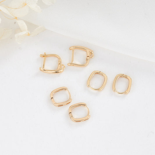 4 Plain Circle Hoop Earrings 14K GF Earing