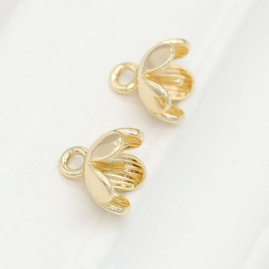 10 pendentif à breloque florale 14K GF perle à moitié percée vierge