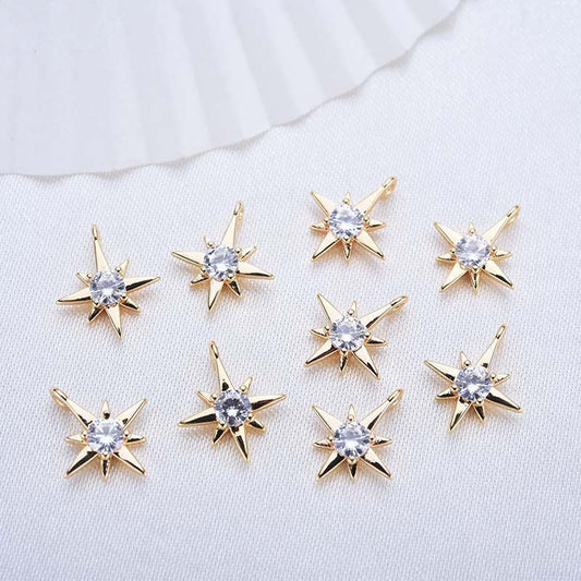 Pendentif à breloque 20 étoiles orné de strass 14K GF