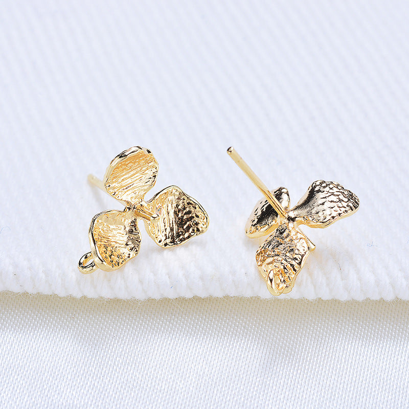 20 Floral Stud Earrings with Loop 14K GF Half Drilled Pearl Bead Blank