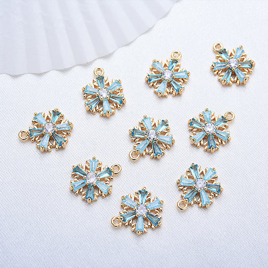 10 pendentif à breloque flocon de neige orné de strass 14K GF
