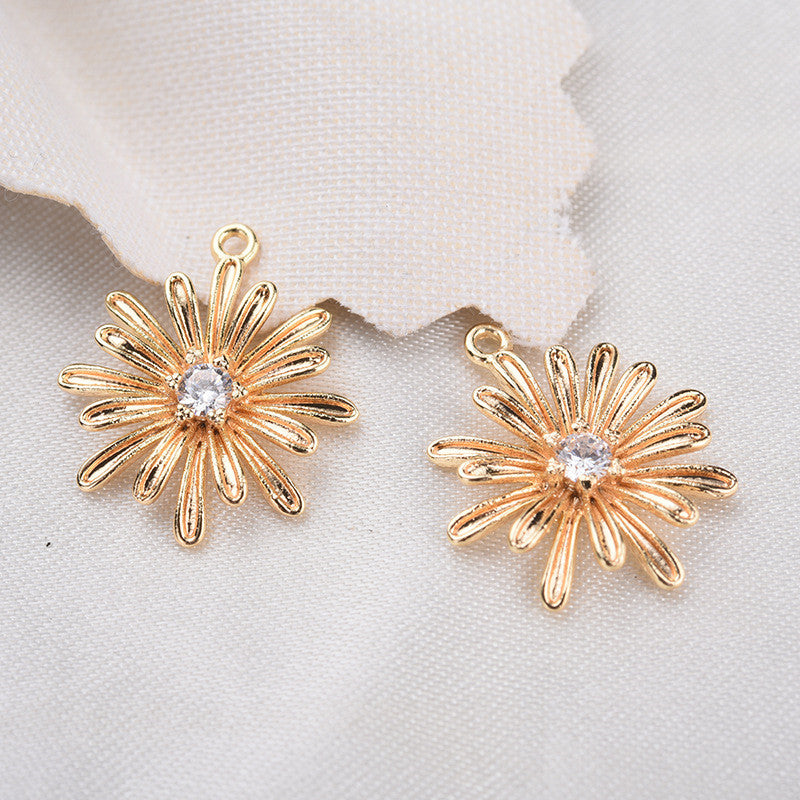 20 pendentif à breloque florale orné de strass 14K GF