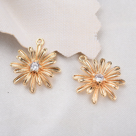 20 pendentif à breloque florale orné de strass 14K GF