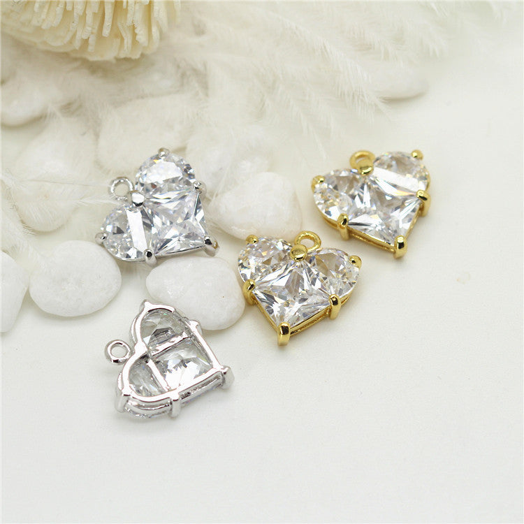 Pendentif à breloque 2 cœurs orné de strass 14K GF