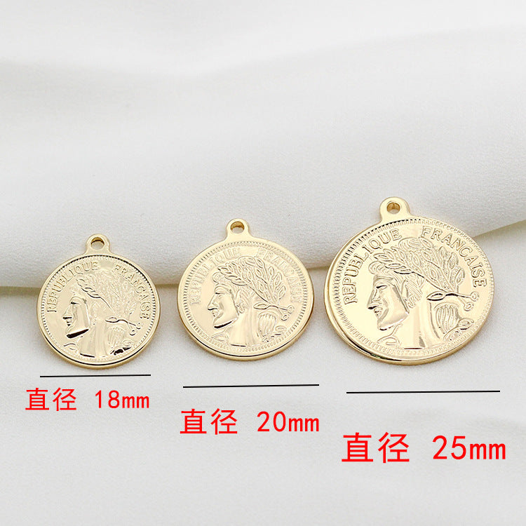 Pendentif à breloque pièce de monnaie 20 portraits 14K GF