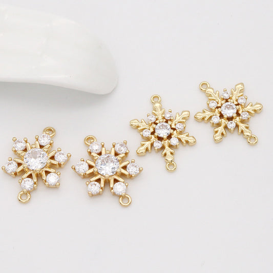 2 Verschlüsse mit Schneeflocken-Blumenverschluss, 14K GF-Strassverzierung