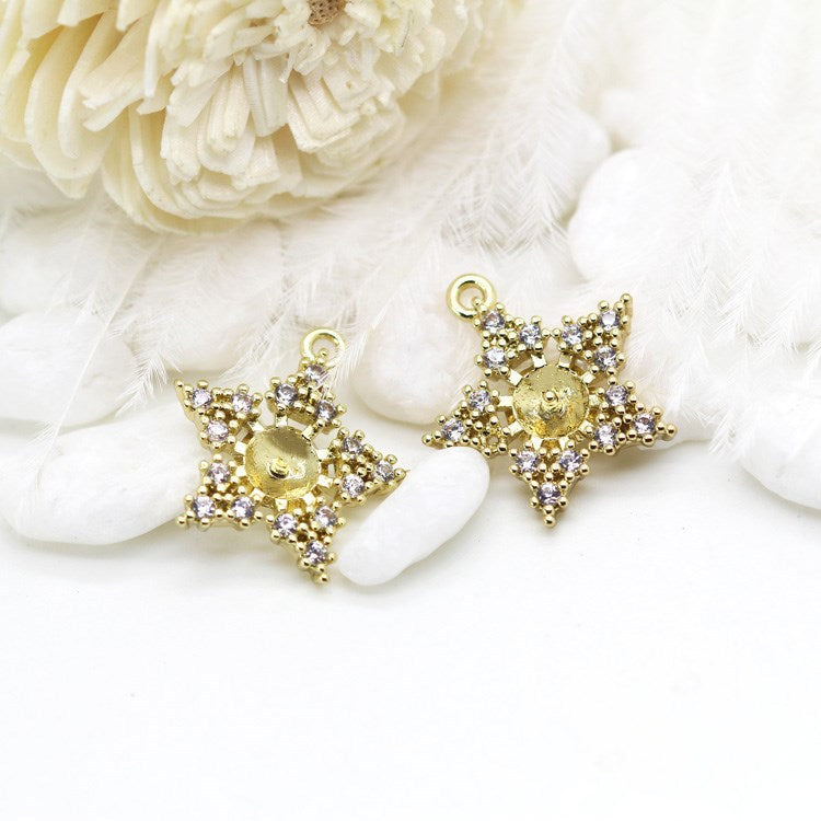 Pendentif à breloque 10 étoiles orné de strass 14K GF, perle semi-percée vierge