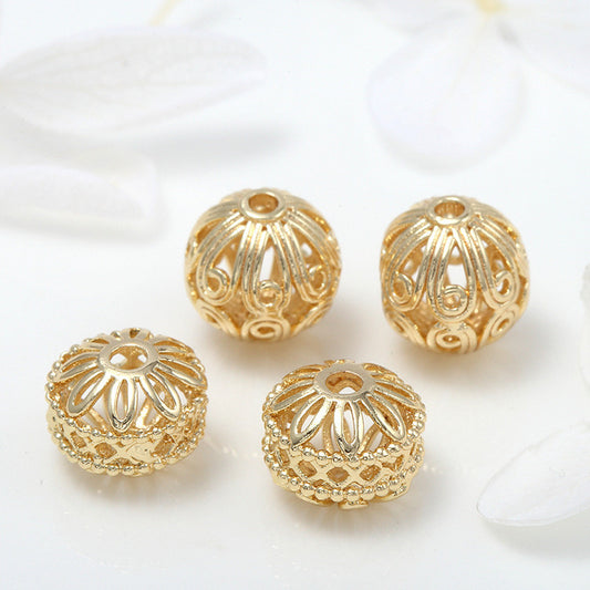10 hohle runde Roundelle-Perlen 14K GF Charm Beadwork Spacer