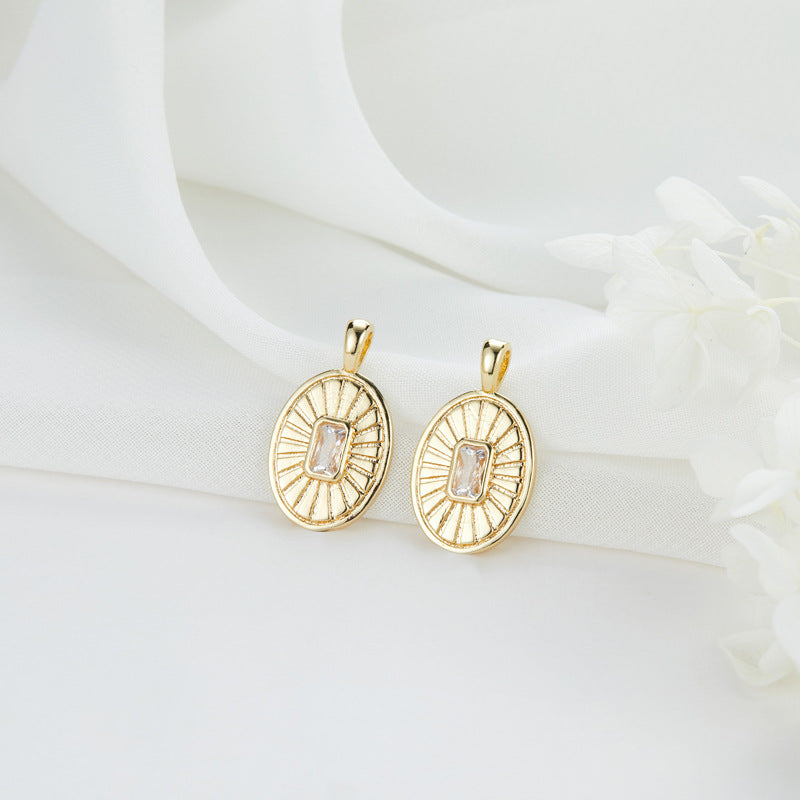 2 pendentifs à breloque ovales ornés de strass 14K GF