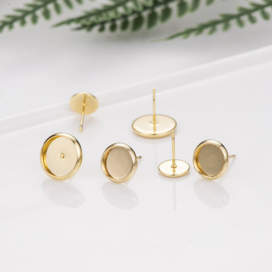 4 boucles d'oreilles rondes 14K GF boucle d'oreille cabochon dôme base vierge