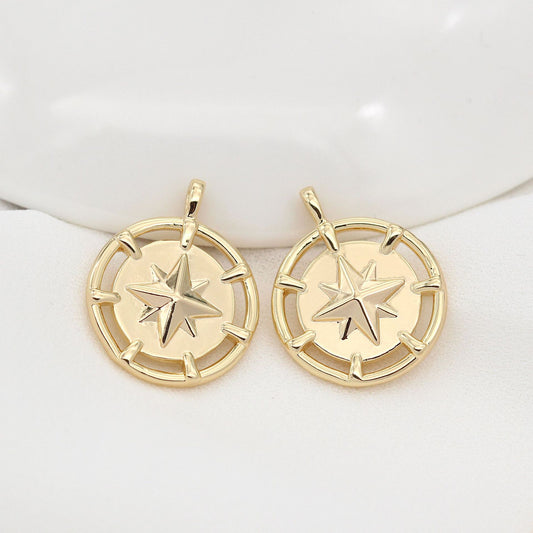 Pendentif à breloque pièce de monnaie 10 étoiles 14K GF
