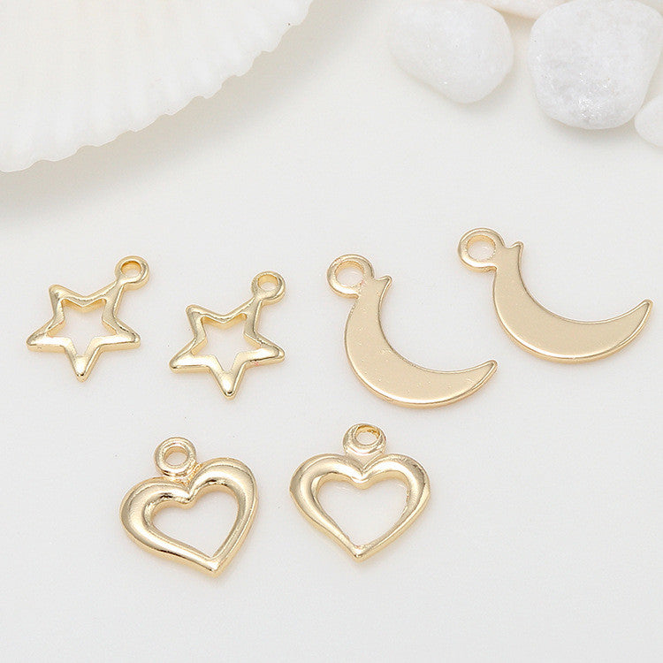 20 pendentif à breloque minuscule étoile coeur lune 14K GF goutte d'extrémité de chaîne étendue